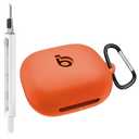 Seltureone Compatible with Beats Powerbeats Fit Case 2025 with Cleaning Kit and Carabiner Soft Silicone Protective Case Cover for Beats Powerbeats Fit 2025 - Spark Orange