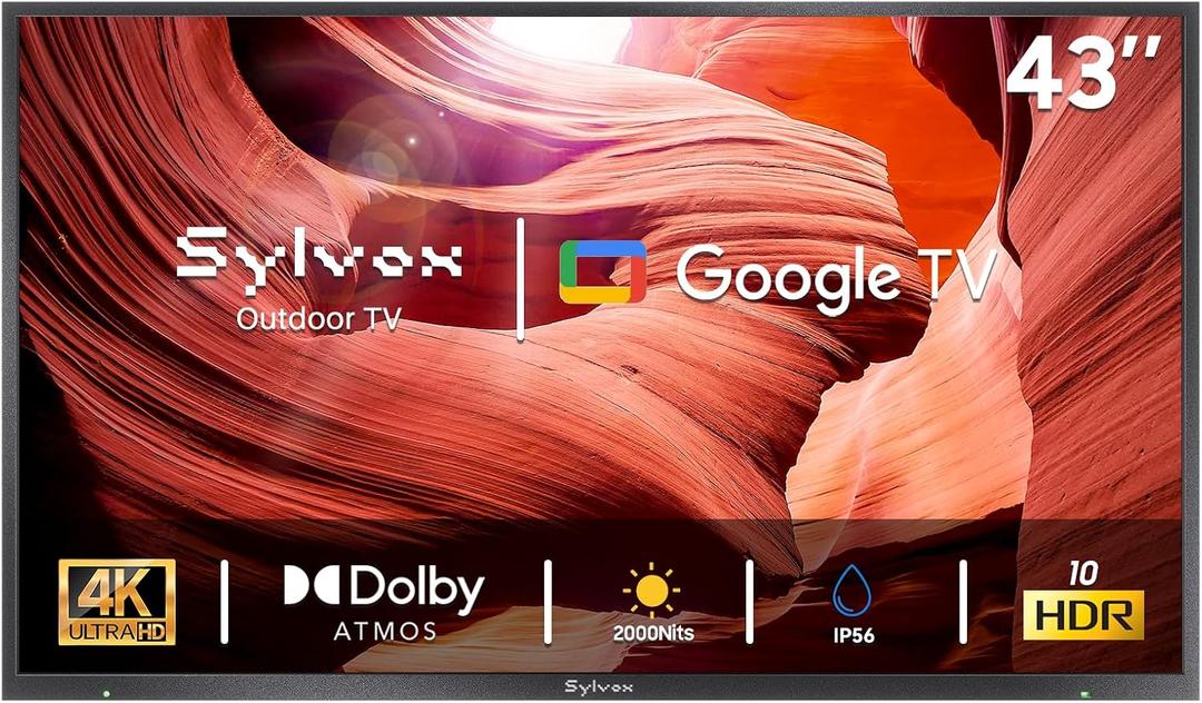 SYLVOX Outdoor TV, 43 inch 2000 nits Full Sun Outdoor TVs, Weatherproof TV | 4K Smart, IP56 Waterproof, Sunlight Readable, Support Dolby Vision Atmos, for Poolside Backyard Business (Pool Pro 3.0 /2026)