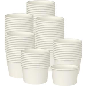 Axe Sickle 100 Pcs Paper Ice Cream Cups Disposable Dessert Bowls 9 Ounce for Hot or Cold Food, Sundae, Frozen Yogurt, Soup, White