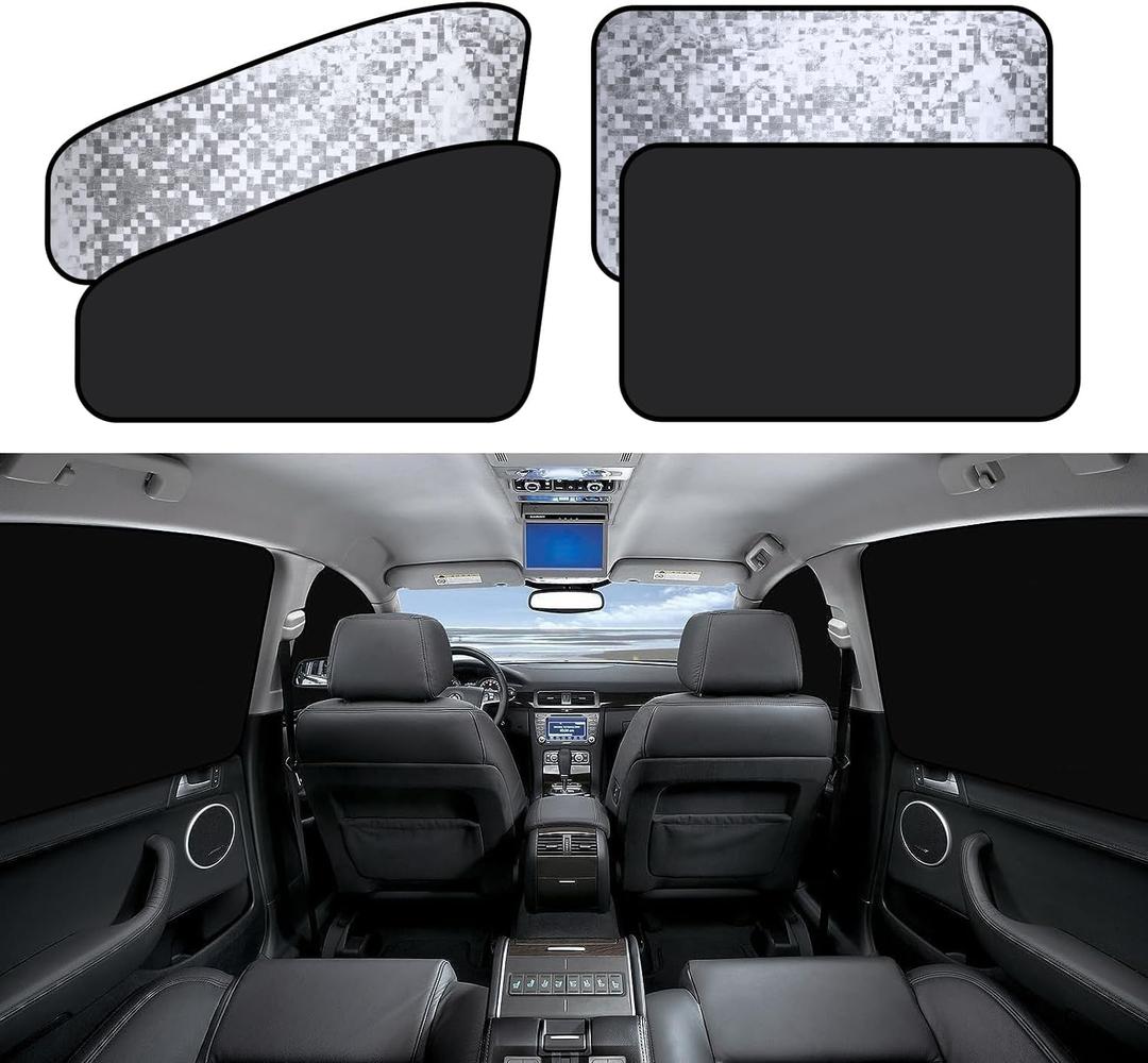 ZATOOTO Side Window Sun Shade - 4 Pack Car Window Covers 99% UV Light Block Car Curtains Magnetic Side Window Sun Shade Keeps Cooler for Breastfeeding, Taking a nap, Changing Clothes, Camping (silver)