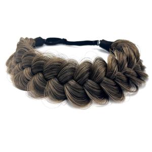 TOECWEGR Synthetic Hair Braided Headband Classic Wide Strands Wedding Disorderly Fluffy Braids Wig Band Women Beauty Accessory (GYU-A32)