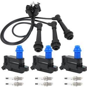 UF228 3PCS Ignition+Coil 6PCS 4589 Spark Plug+3PCS Wire Set Compatible with Toyota Lexus Supra SC300 IS300 GS300 3.0L V6 Replacement 5C1189 88921376 9091902216