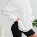 DittyandVibe Women's Long Oversized Sweatshirts Mock Neck Pullover Long Sleeve Side Split Tops with Pocket (White, XL)