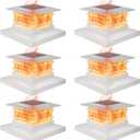 Dynaming 6 Pack Solar Post Cap Lights Outdoor with Flickering Flame Light, White Shell Fence Post Solar Lights Fit 4x4 5x5 6x6 Vinyl/Wooden Posts, Brightness LED Lighting Decor for Garden Deck Patio