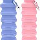 YCT Collapsible Water Bottle 17oz500mlTravel Portable Sport Water BottleReusable Silicone Foldable Water Bottles for Gym Camping Hiking (Purple+Pink)