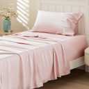 Bedsure Cooling Sheets Twin, Rayon Derived from Bamboo, PureWoven, Breathable & Soft Twin Sheets Set, Deep Pocket Up to 16 Inches, Hotel Luxury Silky Bedding for Hot Sleepers, Pink