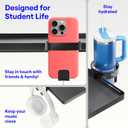 BedShelfie Bedside Shelf for Dorm Room Bunk Bed & Top Bunk, College Dorm Room Essentials, Bedside Caddy, Clip on Floating Tray, Bed Side Table Storage, Loft Nightstand Decor, Black