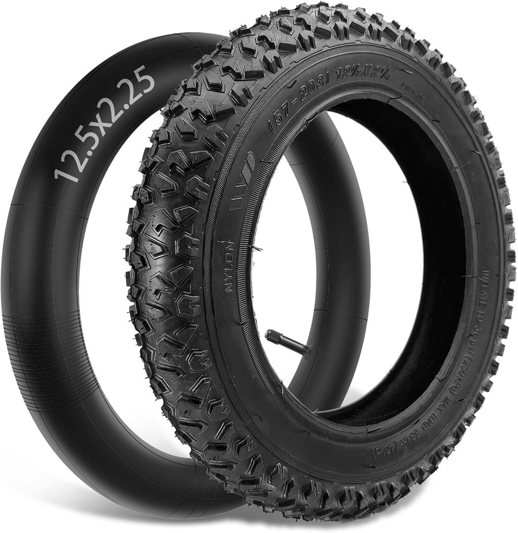 (57-103)12 1/2x2 1/4 Tire & Inner Tube Set, Off Road, Fit for 12.5x2.25 Original Tire, Fit for Razor Pocket Electric Scooters Mod, Currie, Schwinn, GT, IZIP, eZip