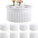 8 Pack White Round Spandex Tablecloths for 60 inch Table, 120 Inch Spandex Fitted Tablecloths, Wrinkle Free Washable Polyester Tablecloth for Wedding, Party, Birthday, Home Decoration