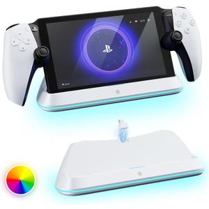 Charging Stand for PS Portal Remote Player, Charger Dock for PlayStation Portal,PS Portal Station with 7 RGB Light Modes and Type-C Cable, White