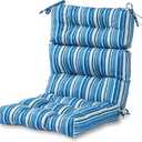 Greendale Home Fashions Outdoor 44 x 22-inch High Back Chair Cushion, Set of 1, Steel Blue Stripe