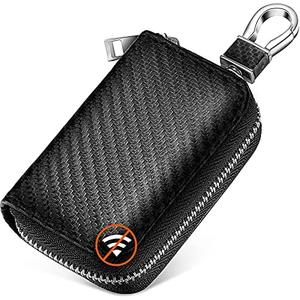 Frienda Bags for Car Key Fob Carbon Fiber Car Rfid Signal Blocking Bags Key Protector Tool Anti-theft Fob Case for Storage, Black