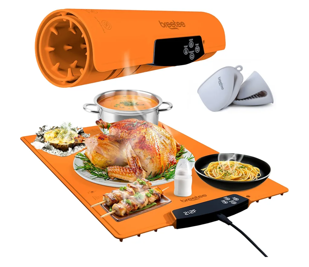 BREETEE Electric Food Warming Mat – Silicone Heating Mat for Food with 9 Temp Levels – Portable Roll Up Warming Mat for Food – Versatile Warming Tray for Buffet, Parties, Home, RV Kitchen