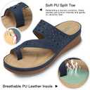 TEMOFON Women Summer Flip Flops Comfortable Wedge Sandals - Dressy Casual Slip on Sandals - Navy Blue Orthopedic Walking Sandals Size 5