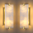 Doraimy Lighting 2 Pack 4 Light Square 20.75" Alabaster Marble Bathroom Wall Sconce Modern Concise Style Wall Light Fixture, Gold Finish for Bedroom Hallway Bedside