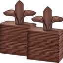 Polyester Cloth Napkins Set of 24, Solid Washable Fabric Napkins 2-Dozen, Perfect for Weddings, Parties, Holiday Dinnerv (17 x 17-Inch, Chocolate)