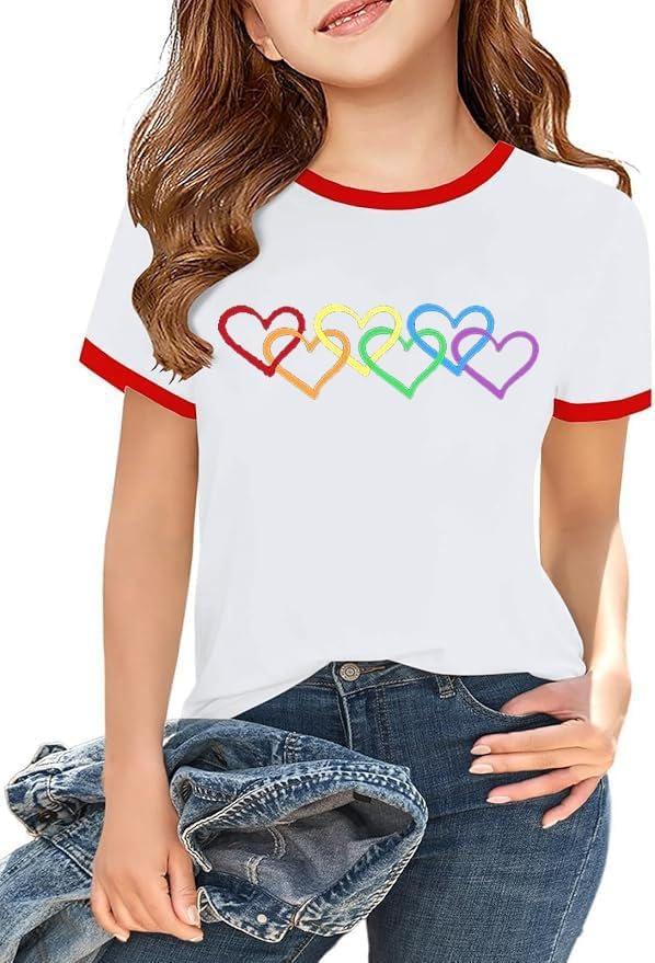 Pride Shirts Kids Rainbow Graphic Shirt Be You Letter Print T-Shirt LGBT Equality Tops Lesbian Casual Red Ringer Tee