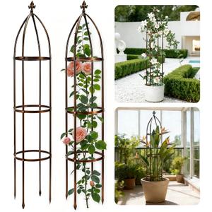 6.3Ft 100% Metal Garden Obelisk Trellis for Climbing Plants Outdoor, Rose Trellis for Potted Plants, Sturdy Garden Trellis for Climbing Vines, Vegetables, Flowers Stands, 1 Pack