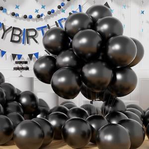 AULE Black Metallic Balloons 12 inch 50 Pcs Black Latex Balloons Chrome Helium Shiny Thicken Balloon Perfect Party Decoration for Happy Birthday Bridal Shower Graduation
