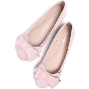 Stunner Women's Dress Flats Cute Round Toe Bowknot Flats Comfortable Ballet Flats Casual Slip On Flat Shoes2 (8.5, Bow 1 Light Pink)
