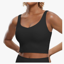 CRZ YOGA Womens Sports Bras V Neck Padded Cropped Tank Top Wireless Yoga Bra, size M