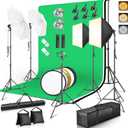 Photography Lighting Kit with 8.5x10ft Backdrops, LED Bulbs, Softboxes & Umbrellas - Complete Studio Setup for Video & Photo Shoots