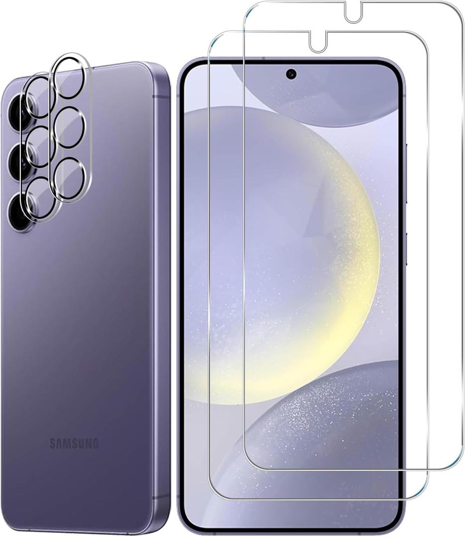 BIGFACE Galaxy S24 Tempered Glass Screen Protector + Camera Lens Protector [ 2 + 2 Pack ][Case Friendly] [Anti-Scratch] [Ultrasonic Fingerprint Unlock] Clear HD Protective Film for Samsung Galaxy S24 (Transparent)