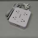 Surge Protector Power Strip - CHCORE 5Ft Braided Extension Cord with 8 Outlets with 4 USB (2 USB C) Charging Ports, Flat Plug Multi Plug Outlet Extender Charging Station for Home Office, ETL, White