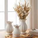 White Ceramic Vase Set of 3 Small Rustic Decorative Vases Home Decor Wavy Edge Modern Flower Vases for Farmhouse Table Centerpiece Shelf Living Room Kitchen Bedroom Bookshelf Decorations