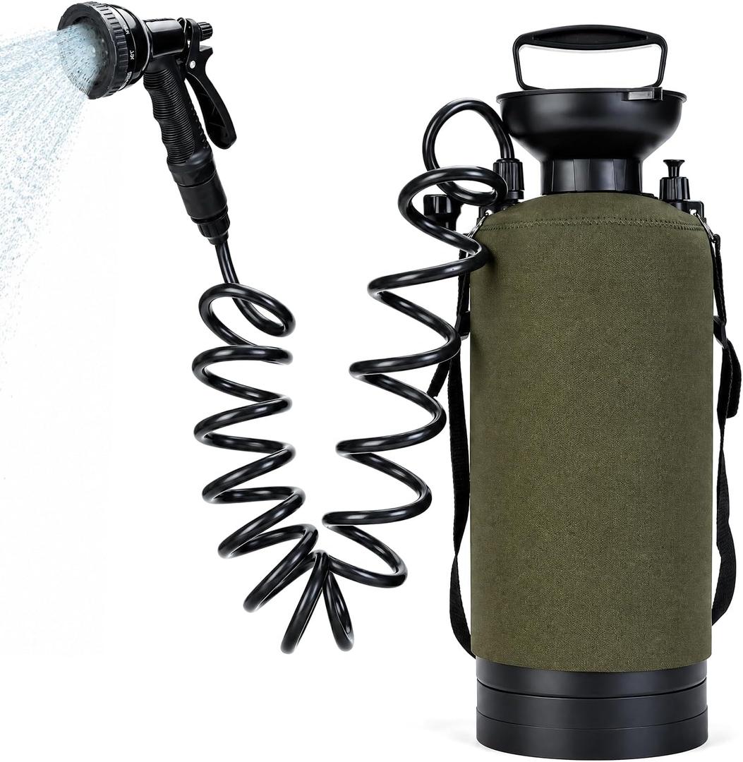 Vevitts Portable Shower 2.1 Gallon (8L), Camping Shower with 10 Mode Shower Head, Portable Beach Shower for Surfing, Camping & Van Life – Outdoor Rinse Kit with Hand Pump
