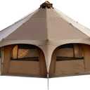 MC TOMOUNT Canvas Tent Bell Tent 16.4ft*9.2ft with Stove Jack for Glamping Family Camping Zipped Removable Floor