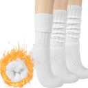BomKinta Thick Slouch Socks Women - Long Soft Scrunch Knee High Boot Socks - Stack Socks for Women 3 Pair Pack Size 5-10