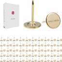 Gullveig Gold Push Pins - 20 Piece Set in Elegant Metallic Finish - Durable Metal Thumb Tacks, Reusable Paper Box - Perfect for Home, Office, and DIY Projects - 11mm x 17mm
