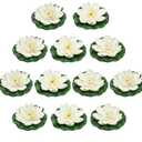 12pcs Floating Foam Lotus Flowers with Lily Pads, Artificial Pond Plants Ornaments for Pool Aquarium Water Decoration, White