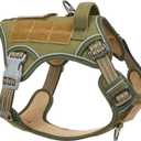 BUMBIN Tactical Dog Harness for Medium Dogs No Pull, Famous TIK Tok No Pull Dog Harness, Fit Smart Reflective Pet Walking Harness for Training, Adjustable Dog Vest Harness with Handle Green Medium 