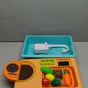 CUTE STONE Kids Pretend Play Sink with Running Water, Toddler Sink Toy with Upgraded Electric Faucet, Play Kitchen Accessories, Cooking Stove, Vegetable Garden Toys, STEM Learning Gift for Ages 3+ (Yellow)