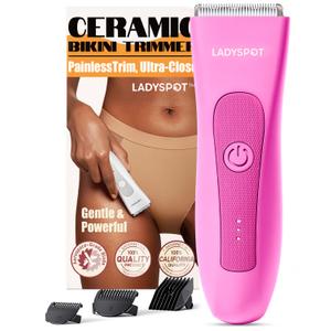 LADYSPOT Hair Finishing Trimmers, with 3 Guard and Replaceable Ceramic Blade Heads, LADYSPOT Hair Shaver Kit Sets (Women-Rose-red)