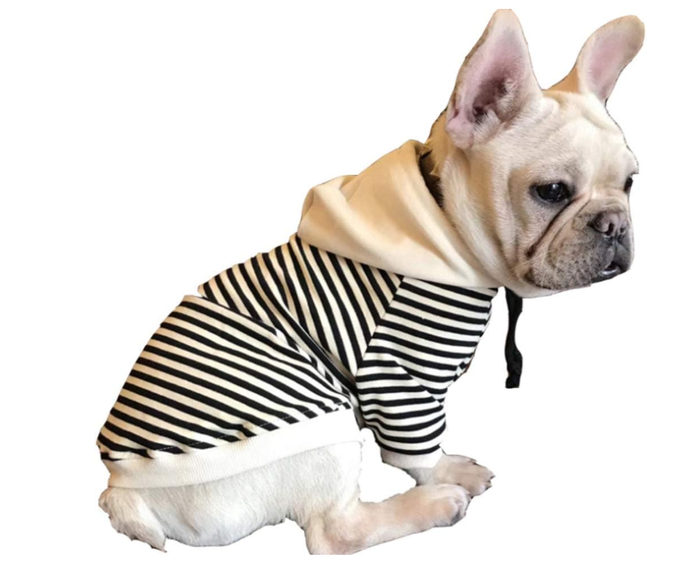 Pet Clothes Dog Black and White Striped Cotton Hoodie Sweater Two-Legged Clothes Cotton Jacket Sweatshirt Coat for Puppy,  Dog, cat S