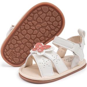 Babelvit Infant Baby Girl Boy Sandals Comfort Premium Summer Outdoor Casual Beach Shoes with Flower Bowknot Anti Slip Rubber Sole Newborn Toddler Prewalker First Walking Shoes (12-18 Months Toddler, 04 Cwhite)