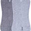 SwaddleMe by Ingenuity Compression Baby Swaddle Pod in Velboa, Two-Way Zipper for Easy Diaper Changes, Improves Sleep & Calms Startle Reflex, 0-2 Months, 1.0 TOG, 2-Pack - Clouds & Stars