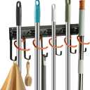 Garage Garden Tool Wall Mounted Storage Rack Organizer, Heavy Duty Rack Broom Hook Hanger for Hanging Gardening Tools with Handles Like Brooms, Mops, Rakes and Shovel