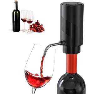 Electric Wine Aerator Pourer with USB Rechargeable, Automatic Wine Bottle Dispenser Machine and Multi-Smart Wine Decanter, Perfect Wine Gifts for Wine Lovers (Carbon Black)