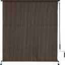 sunoff Outdoor Roller Shades, Cordless Patio Roller Up Blinds with Shade Cloth for Porch Gazebo Pergola Balcony Backyard, 2 Poles & 1 Fabric, Mocha, 72" Wx96 H
