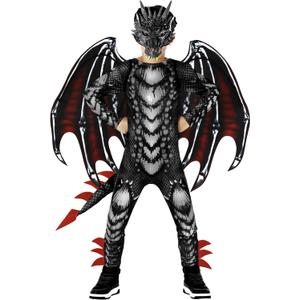 Morph Black Red Dragon Costume Kids Dragon Costume for Boys Jumpsuit Halloween Costumes for Kids (Medium)