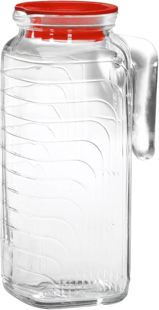Bormioli Rocco Gelo Jug with Red Lid, 41-Ounce (39.2 Ounces)