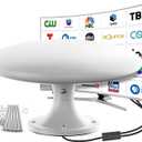 RV TV Antenna - Amplified Digital HD Antenna for 4K & 1080p Smart TV, VHF/UHF - Ideal for Camper, Trailer, Truck, Caravan, Boat, Attic or Outdoor Use, 32.8ft Cable (White)