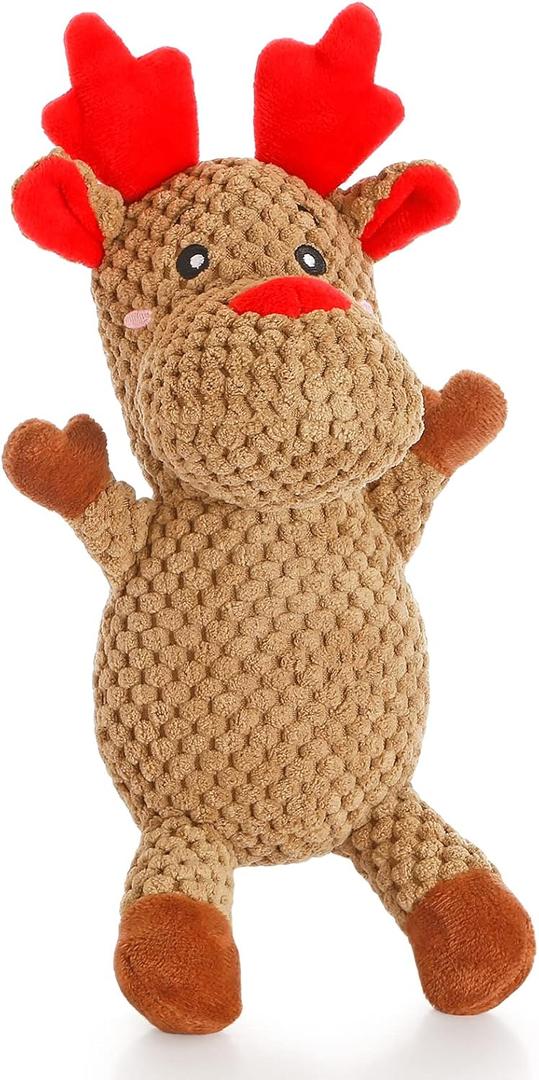 Senneny Dog Christmas Toys Reindeer, Stuffed Squeaky Toys for Dogs Puppy, Plush for Large Medium Dogs, Interactive Durable Dog Chew Toys