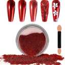 Laza Chrome Nail Powder Mirror Effect Metallic Dust Holographic Glitter Glazed Manicure Decoration Reflective Pigment for DIY Gel Polish Nail Art, Resin Craft, Gifts- Red