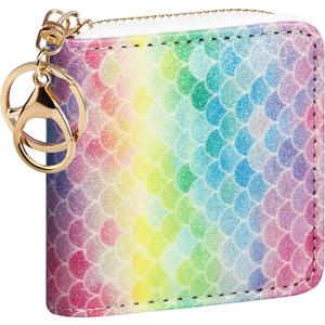 GEEAD Small Glitter Wallet for Women Girls Mini Coin Purse Pouches with Key Ring