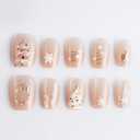 Christmas Tree Gold Line Press on Nails Short Square Fake Nails with Bling Snowflake Designs Winter Reusable Nails Press ons Xmas Full Cover Glue on Nails for Women Holiday Nails 30Pcs